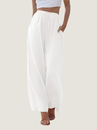 Pantaloni Donna in Lino Mistura Vita con Coulisse Fit Rilassato - Vesarelli
