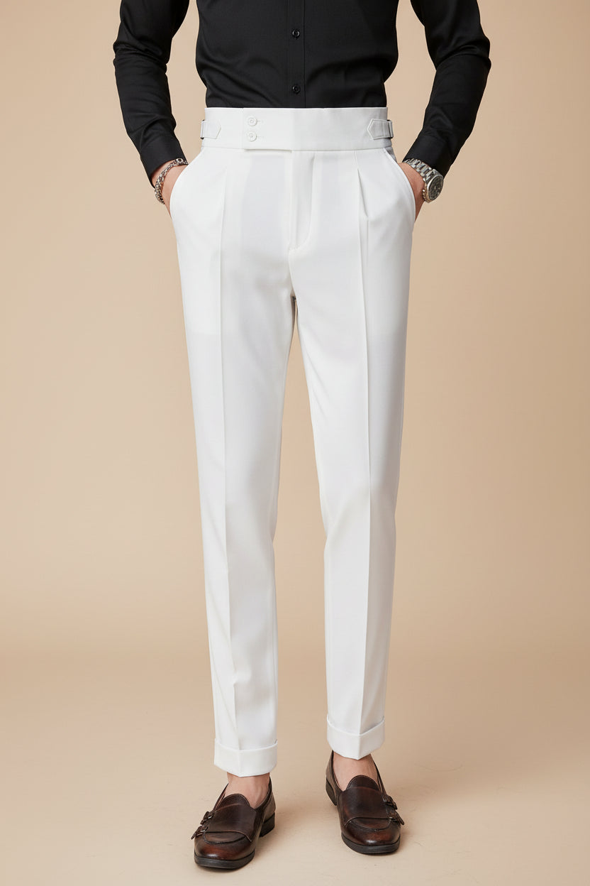Pantaloni Uomo Eleganti Tessuto Slim Fit Linea Affusolata - Vesarelli