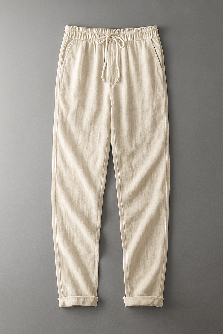 Pantaloni Uomo in Lino Estivi Leggeri Vita Elastico - Vesarelli