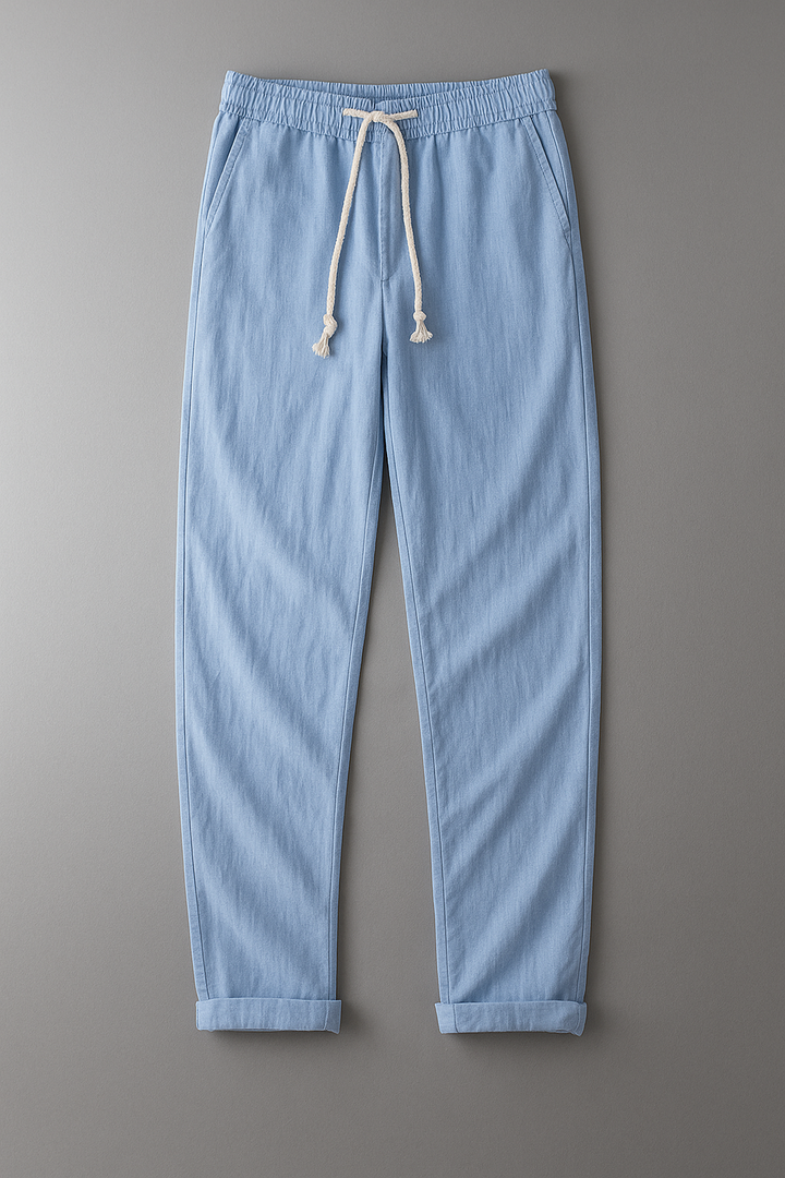 Pantaloni Uomo in Lino Estivi Leggeri Vita Elastico - Vesarelli