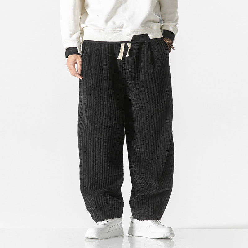 Pantaloni Uomo in Velluto a Coste Comodi Vita Elastica con Tasche - Vesarelli