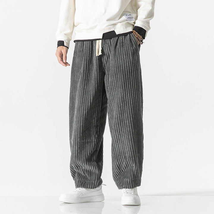 Pantaloni Uomo in Velluto a Coste Comodi Vita Elastica con Tasche - Vesarelli
