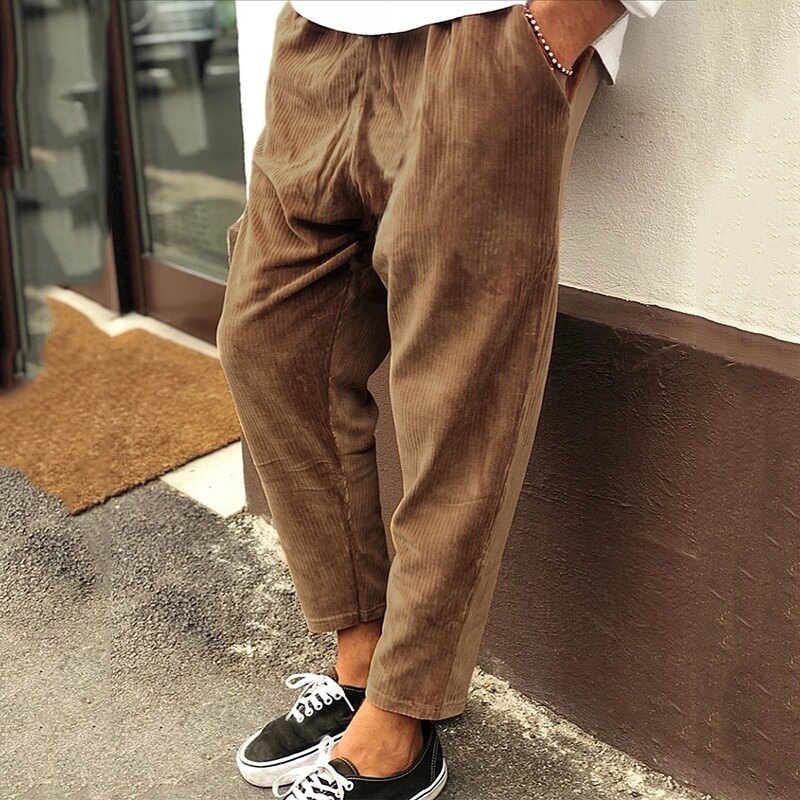 Pantaloni Uomo Larghezza Ampia Tessuto a Coste Comodi - Vesarelli