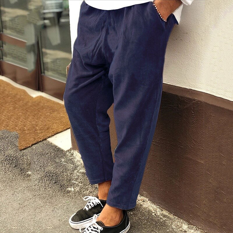 Pantaloni Uomo Larghezza Ampia Tessuto a Coste Comodi - Vesarelli