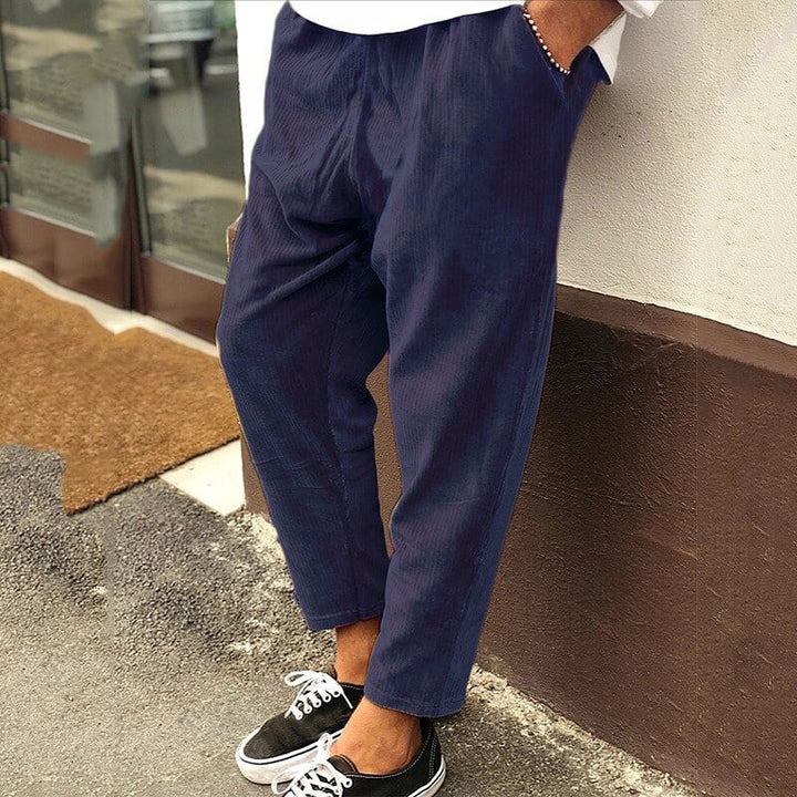 Pantaloni Uomo Larghezza Ampia Tessuto a Coste Comodi - Vesarelli
