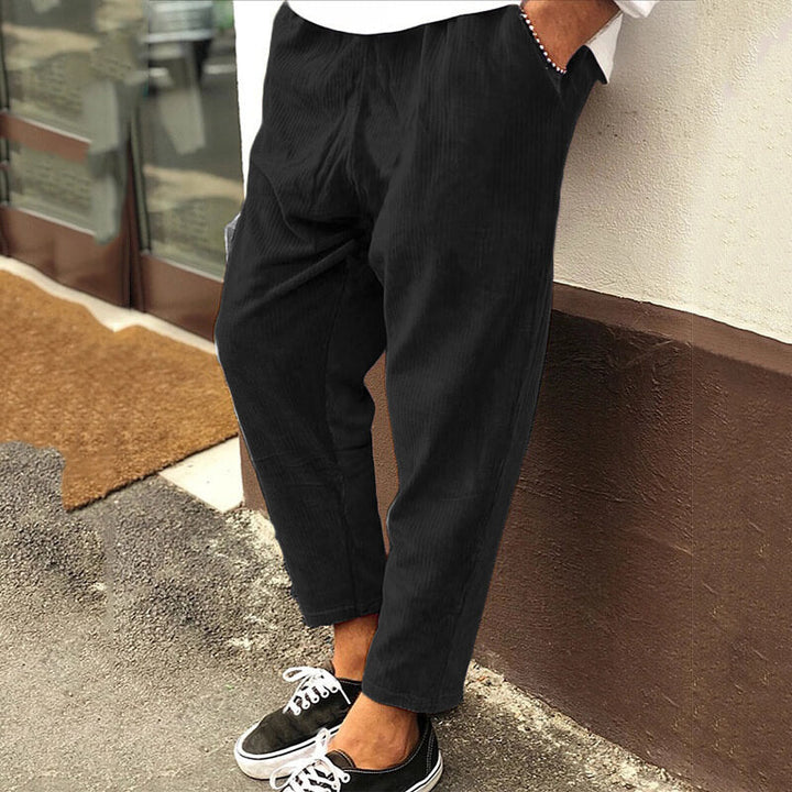 Pantaloni Uomo Larghezza Ampia Tessuto a Coste Comodi - Vesarelli