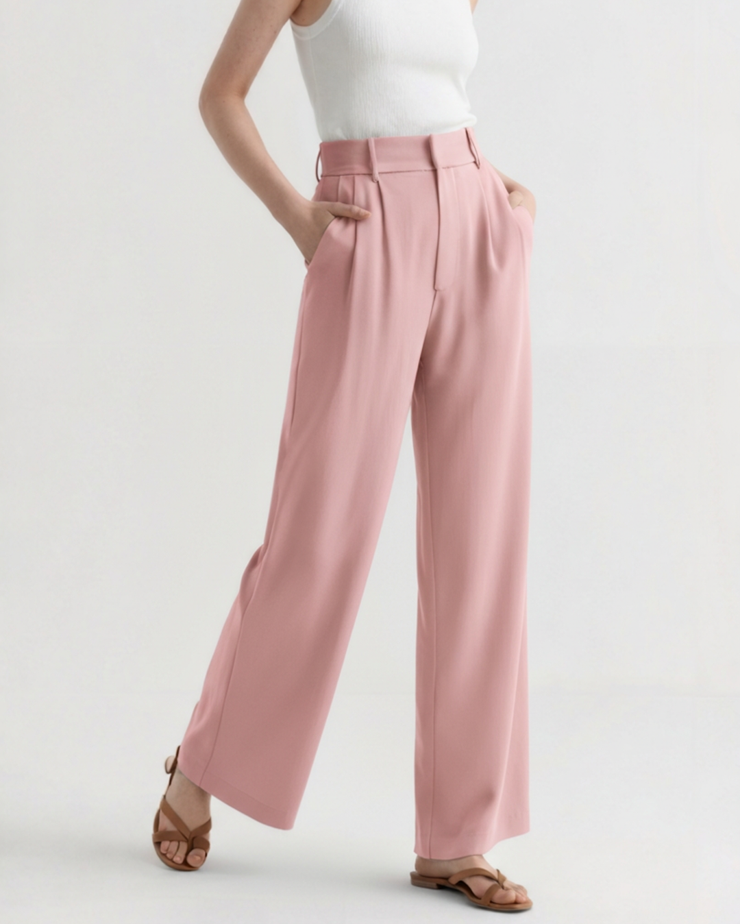 Pantaloni Donna Gamba Larga Tessuto Morbido Vestibilità Elegante