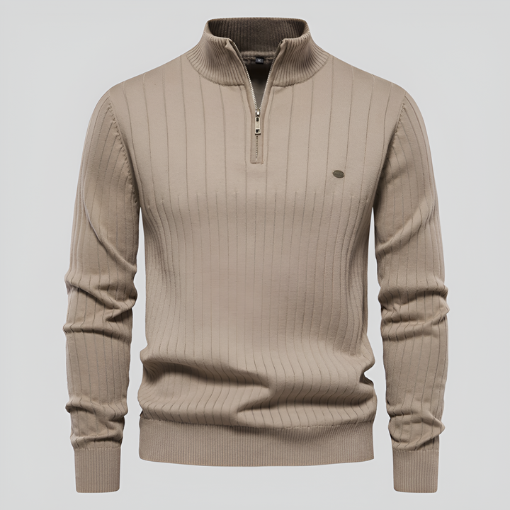 Maglione Uomo Cotone Estivo con Zip Manica Lunga - Vesarelli