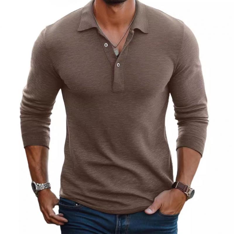 Polo Uomo Misto Cotone Manica Lunga Slim Fit - Vesarelli