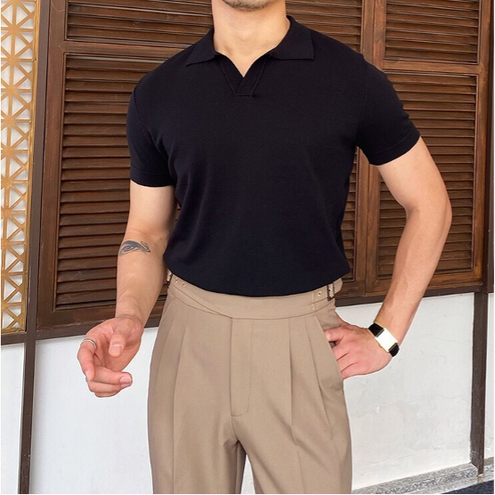 Polo Uomo con Scollo a V Vestibilità Classica