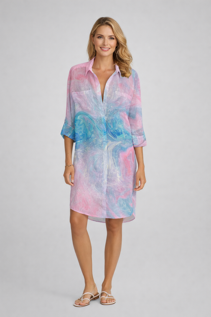 Abito Camicia Donna Estivo Leggero Manica Corta