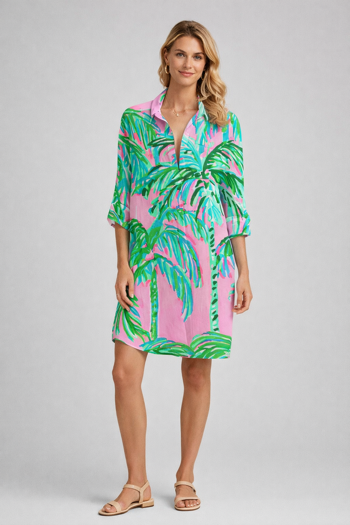 Abito Camicia Donna Estivo Leggero Manica Corta