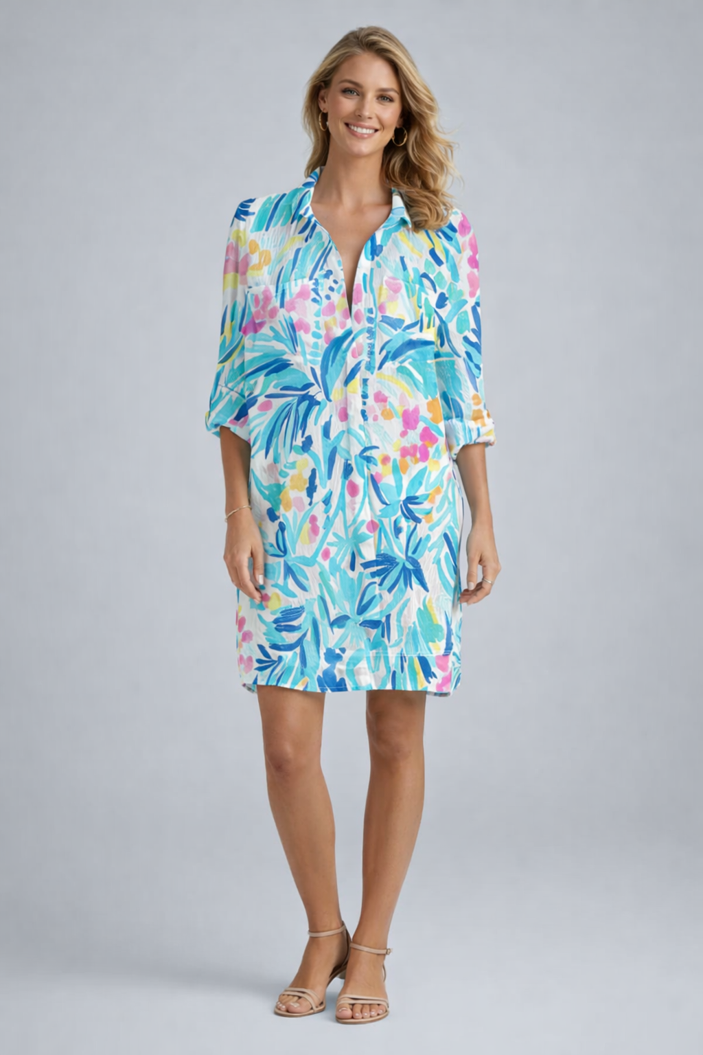 Abito Camicia Donna Estivo Leggero Manica Corta