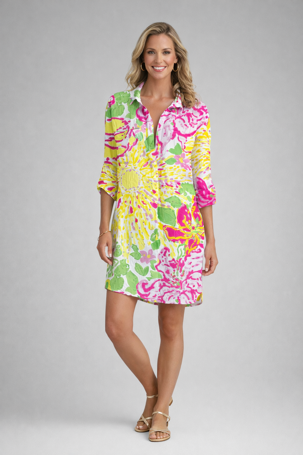 Abito Camicia Donna Estivo Leggero Manica Corta