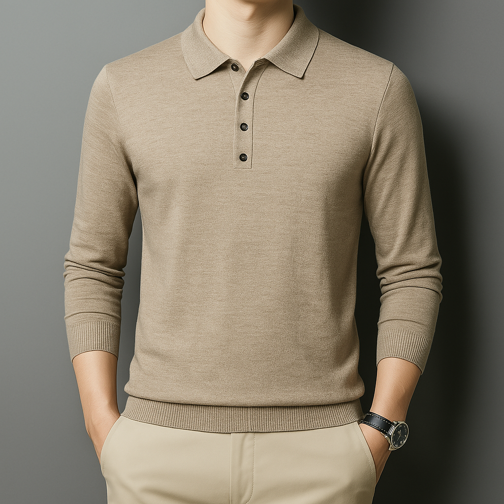 Polo Uomo Maglia Cotone Maniche Lunghe Classica - Vesarelli