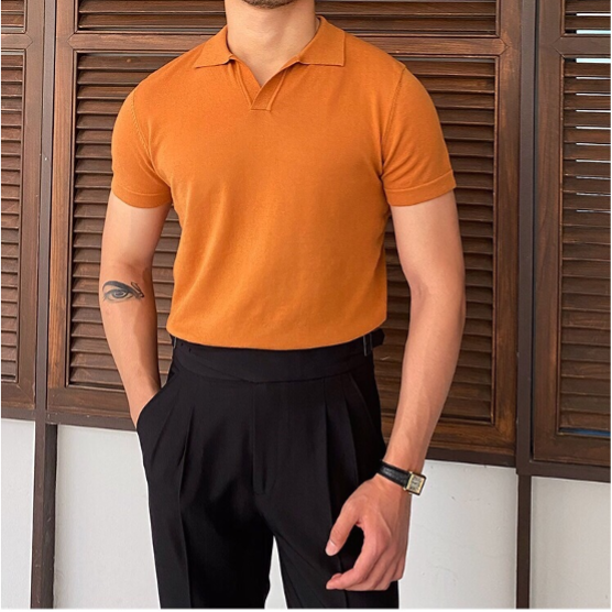 Polo Uomo con Scollo a V Vestibilità Classica