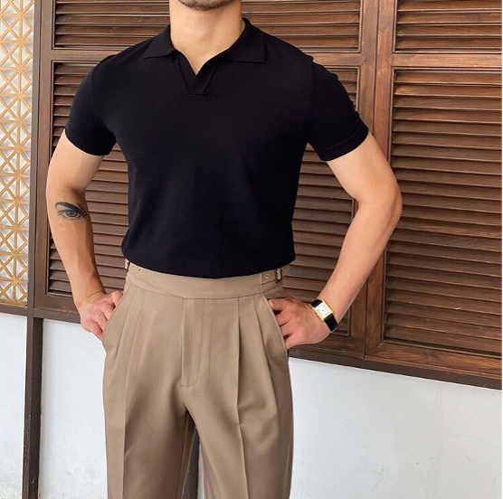 Polo Uomo con Scollo a V Vestibilità Classica