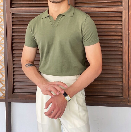 Polo Uomo con Scollo a V Vestibilità Classica