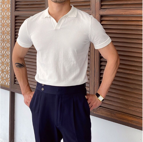 Polo Uomo con Scollo a V Vestibilità Classica