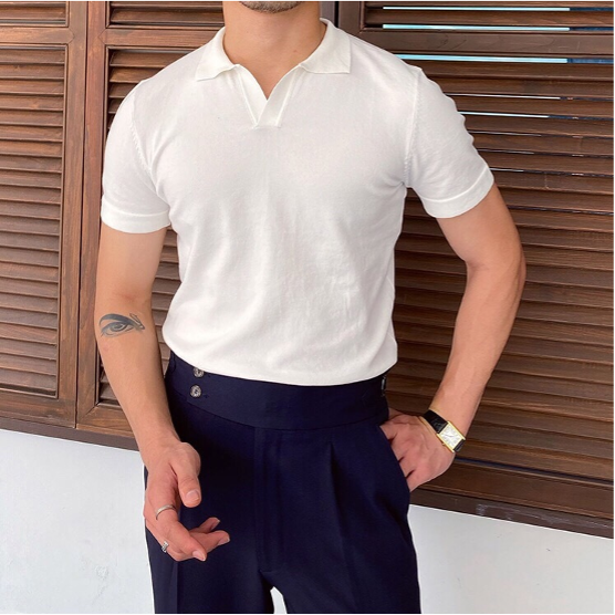Polo Uomo con Scollo a V Vestibilità Classica