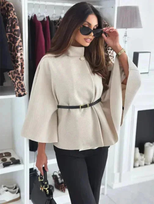 Poncho Donna con Cintura e Maniche Svasate - Vesarelli