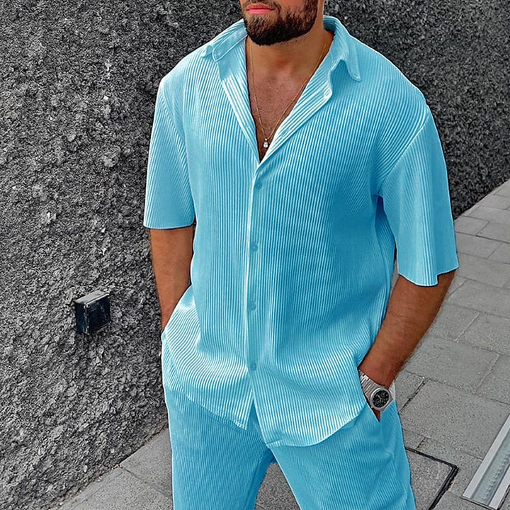 Set Uomo Camicia e Pantaloncini Cotone Maniche Corte