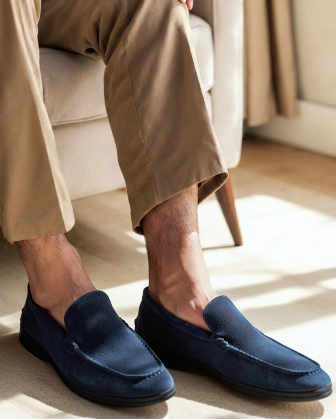Mocassini Uomo in Pelle Scamosciata Suola Elegante