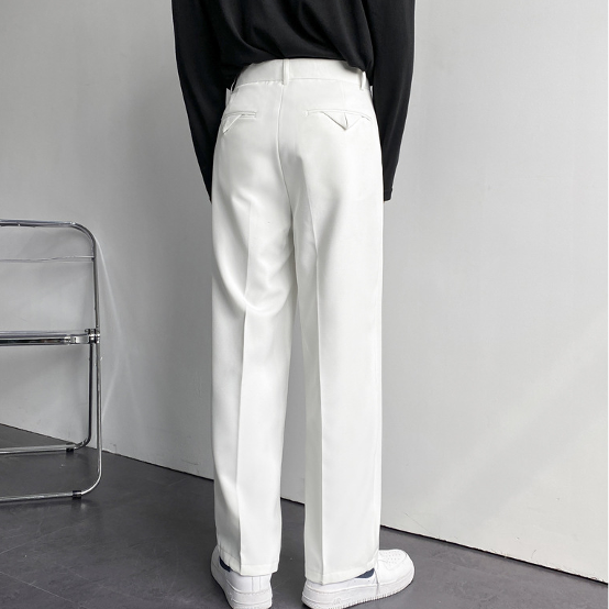 Pantaloni Uomo Sartoriali Tessuto Morbido Gamba Dritta