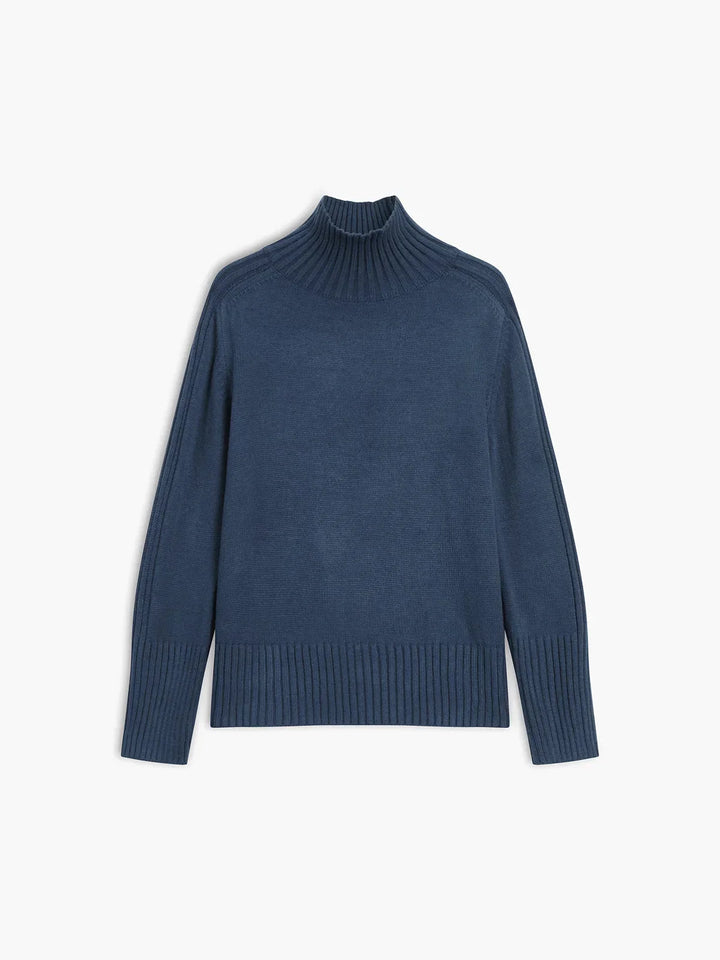 Pull col roulé côtelé pour femme, manches longues, en matière douce, design décontracté.