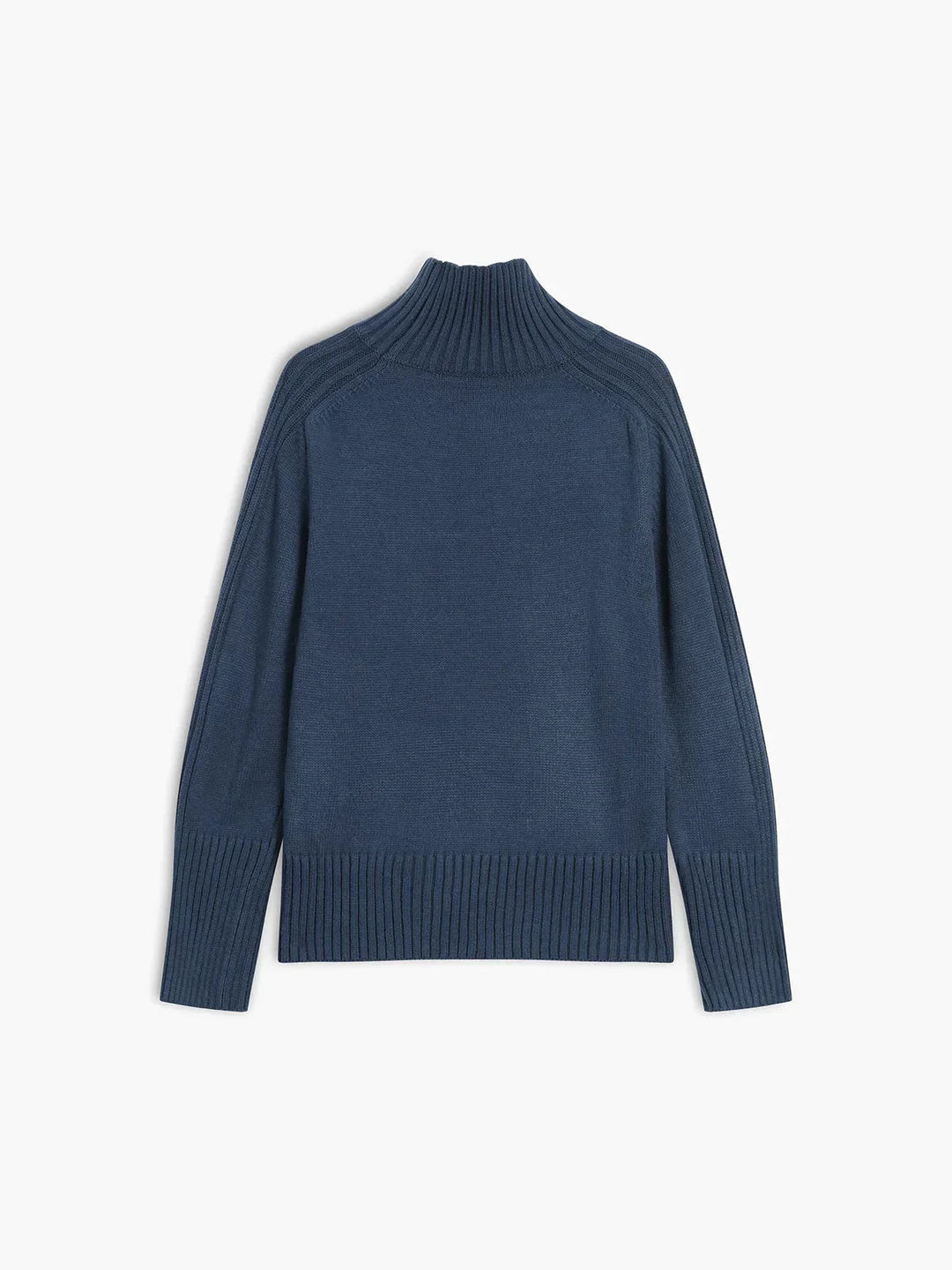 Pull col roulé côtelé gris foncé pour femme, manches longues, en matière douce et respirante.