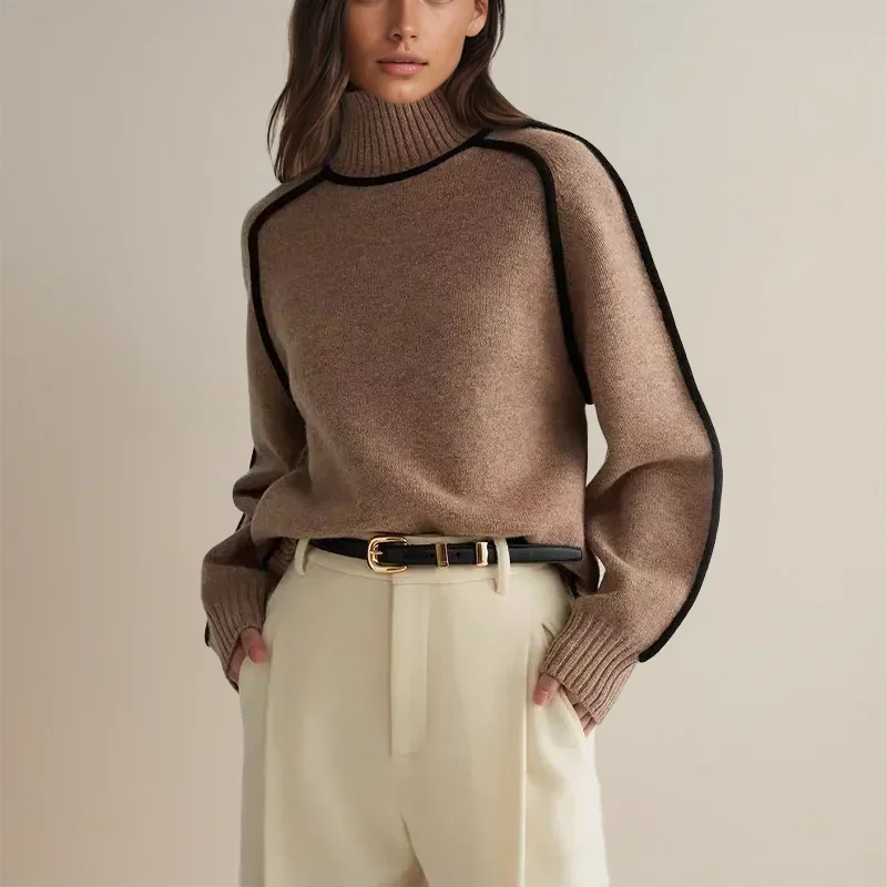Maglione Donna Collo Alto Bordo a Contrasto - Vesarelli