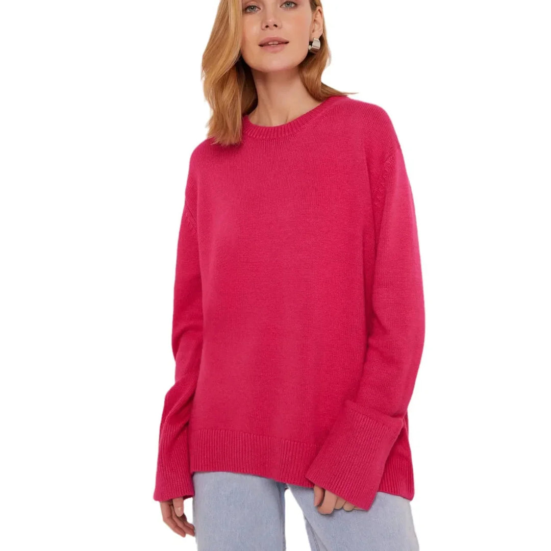 Pull femme à manches longues, col rond, en matière douce, idéal pour l'automne, couleur Baolanse.