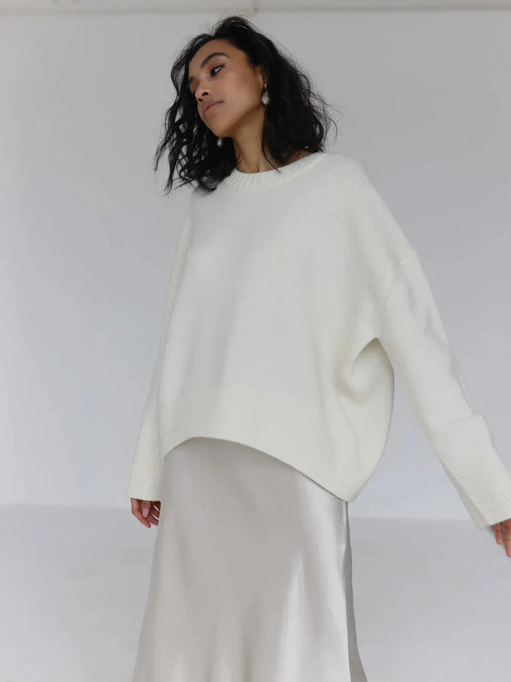 Pull femme à manches longues, col rond, en matériau doux et respirant, couleur Lvbaoshi.