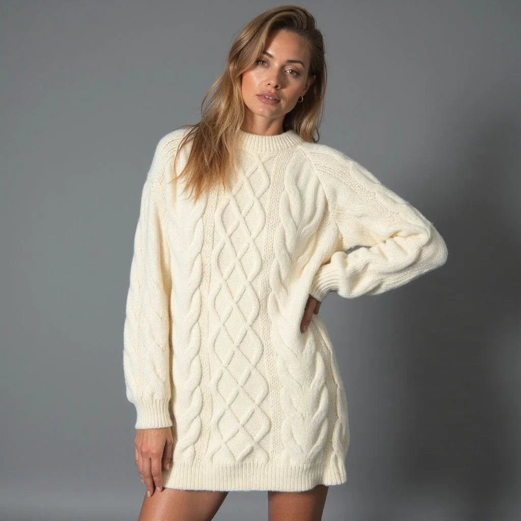 Maglione Donna Girocollo Lavorato a Trecce Tricot - Vesarelli