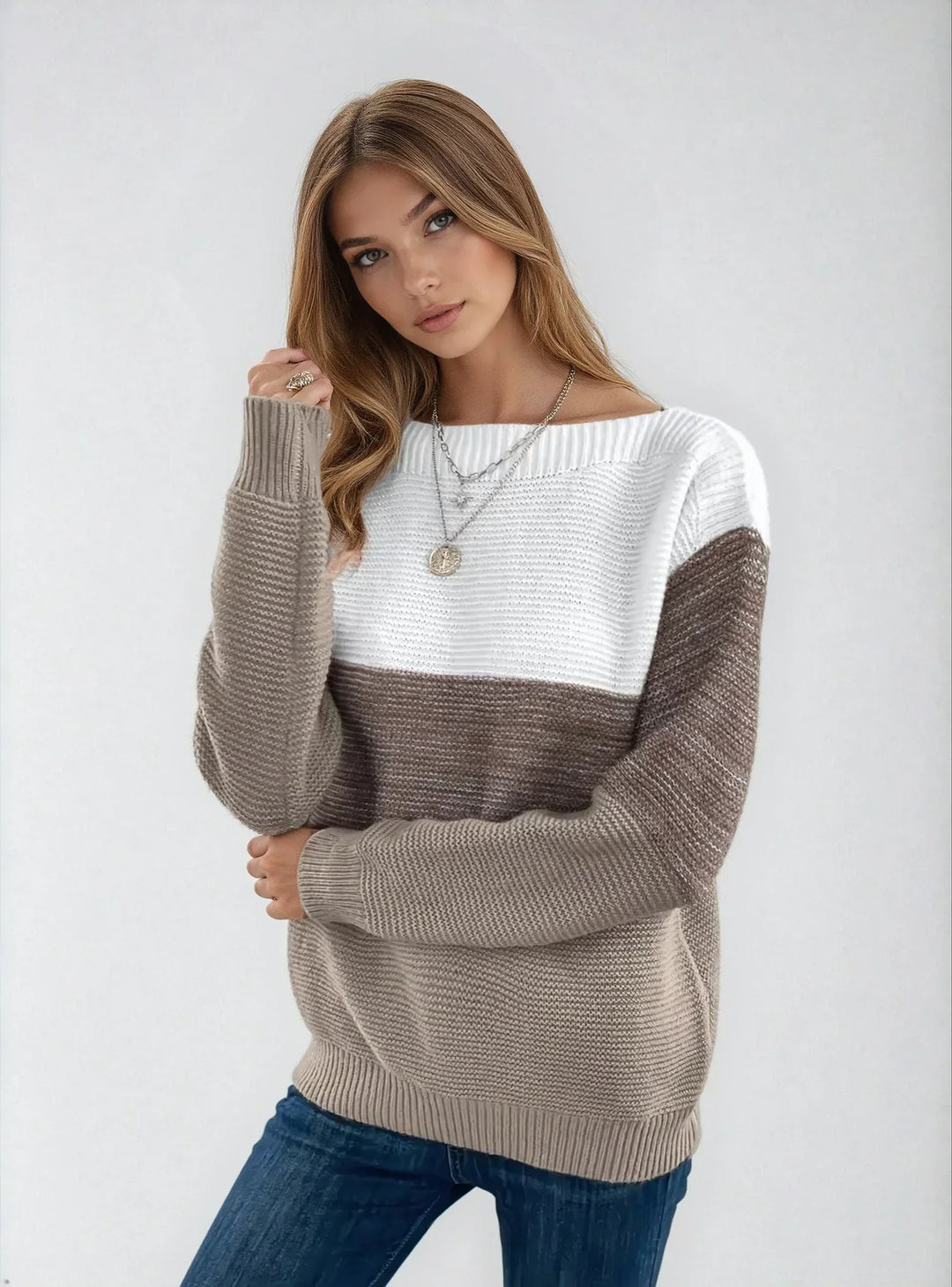Maglione Donna in Maglia Patchwork Vestibilità Regular - Vesarelli