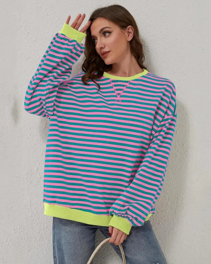 Maglione Donna Oversize a Righe Stile Casual - Vesarelli