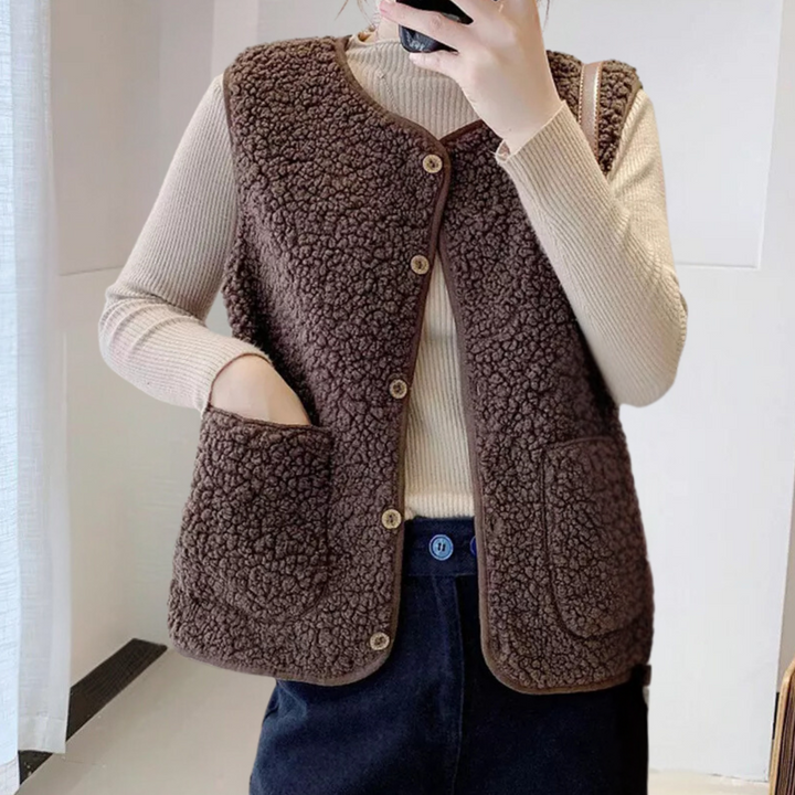 Gilet Donna in Sherpa con Bottoni Vestibilità Comoda - Vesarelli