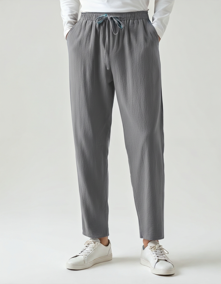 Pantaloni Uomo in Lino Vestibilità Rilassata Comfort Estivo