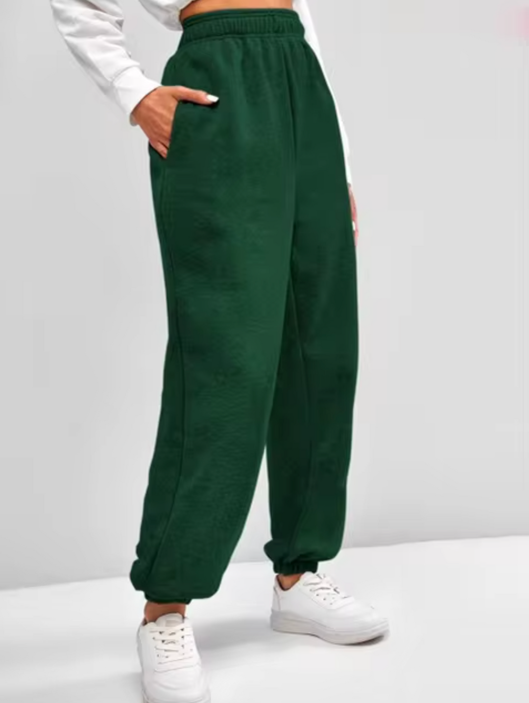 Pantaloni Jogger Donna Tessuto Tecnico Vita Alta Casual