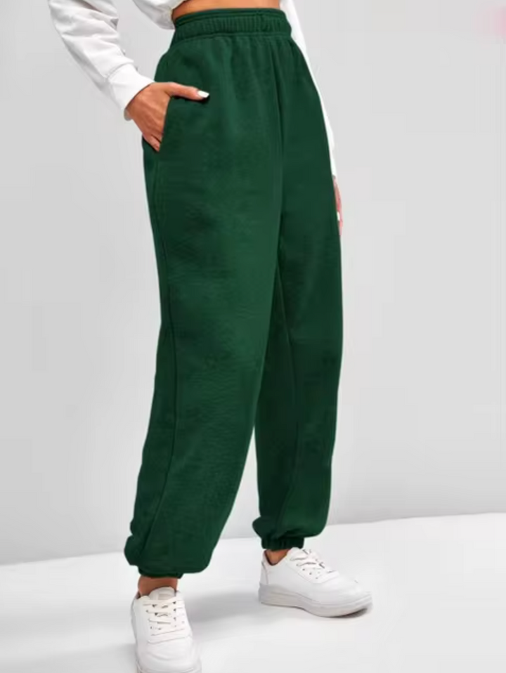 Pantaloni Jogger Donna Tessuto Tecnico Vita Alta Casual