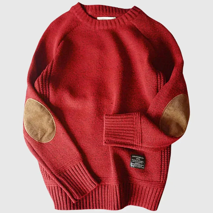 Maglione Uomo Lavorato a Maglia con Toppe sui Gomiti
