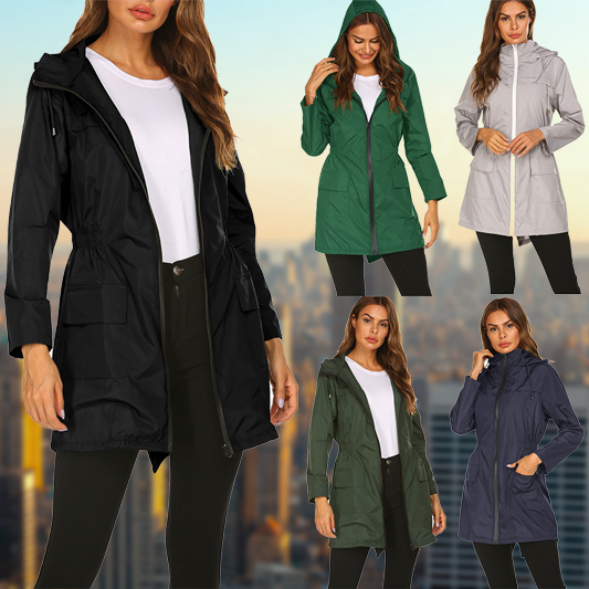 Giacca Antipioggia Donna Impermeabile Comfort Vestibilità Regolare