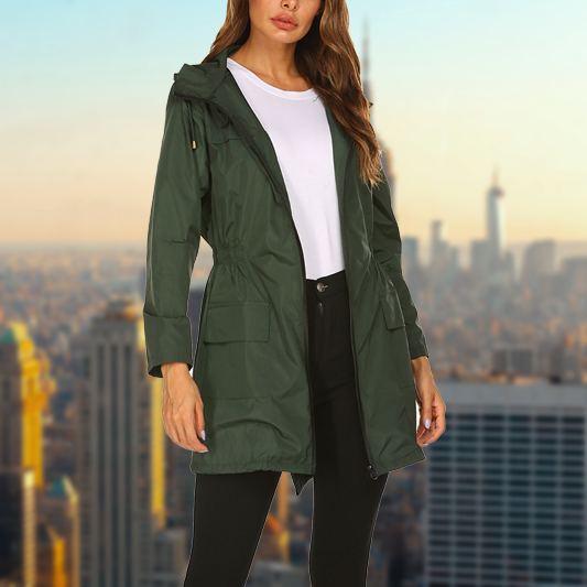 Giacca Antipioggia Donna Impermeabile Comfort Vestibilità Regolare