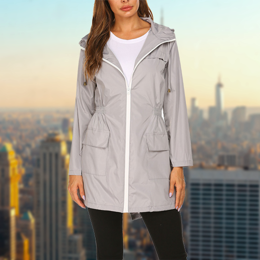 Giacca Antipioggia Donna Impermeabile Comfort Vestibilità Regolare