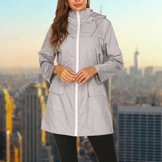 Giacca Antipioggia Donna Impermeabile Comfort Vestibilità Regolare