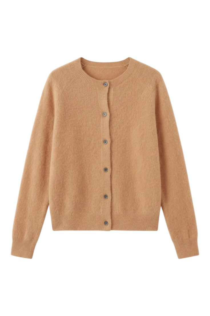 Cardigan Donna Lana Merino Bottoni Scollo Rotondo Mezza Stagione