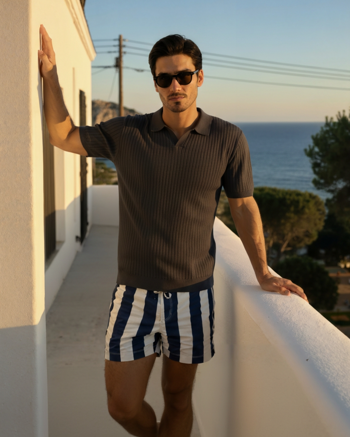 Polo Uomo in Maglia Coste Classica Vestibilità Regular