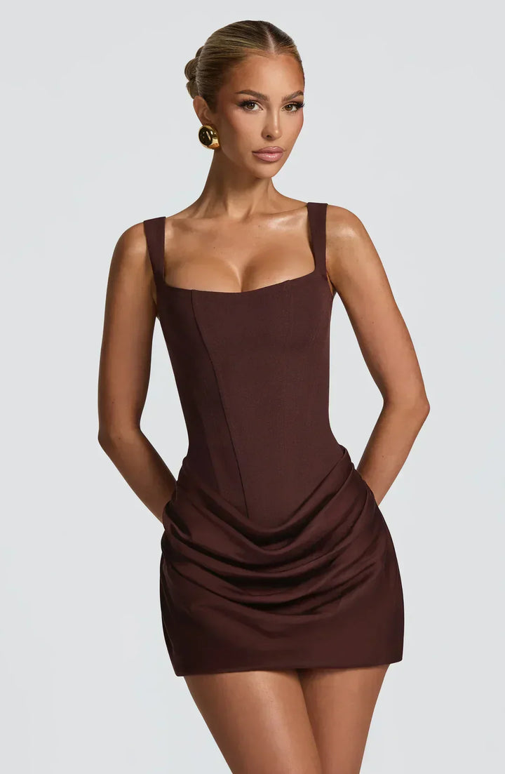 Vestito Corto Donna Drappeggiato con Corsetto - Vesarelli