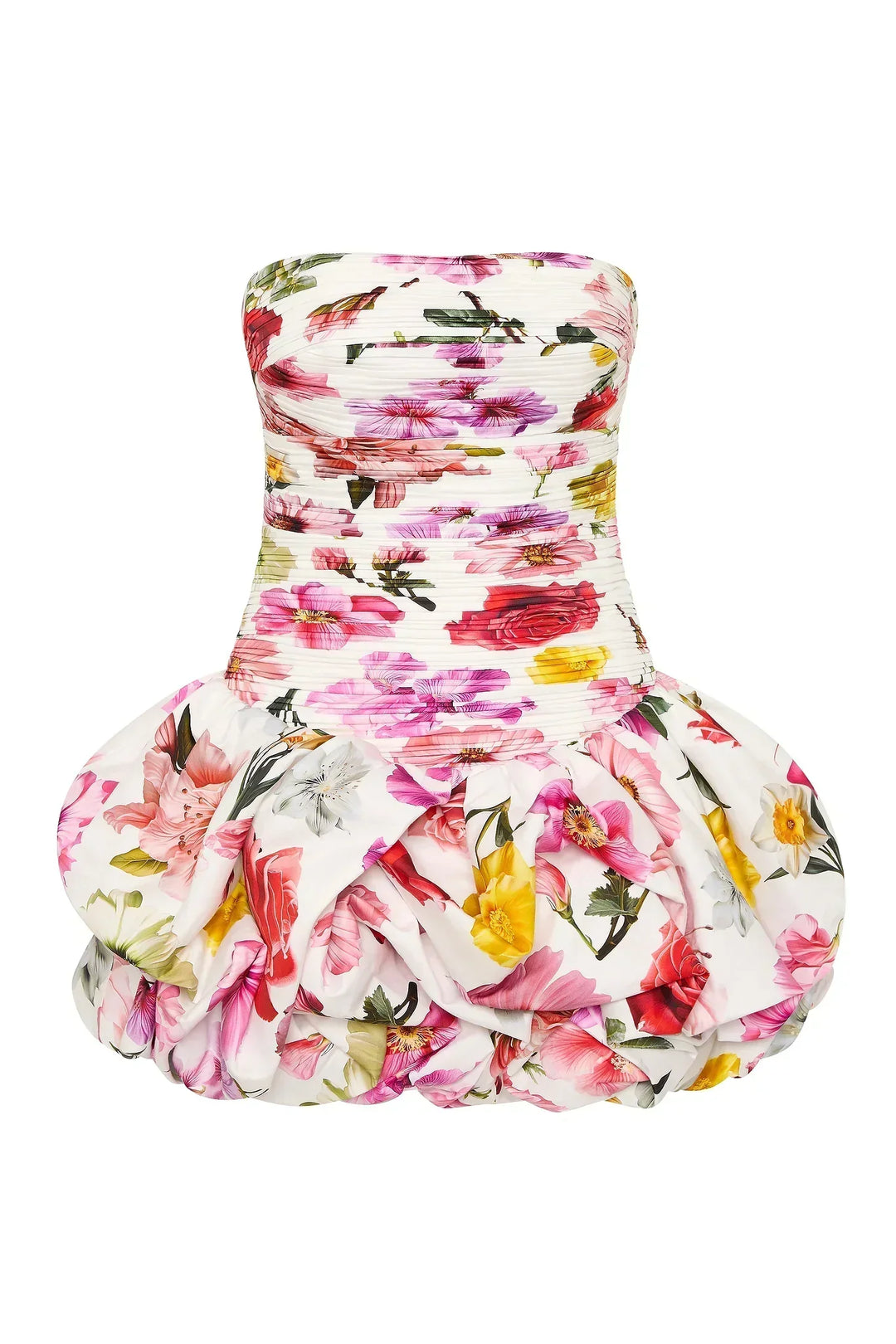 Robe de soirée blanche pour femme avec ourlet bulle, en tissu léger, idéale pour les événements formels.