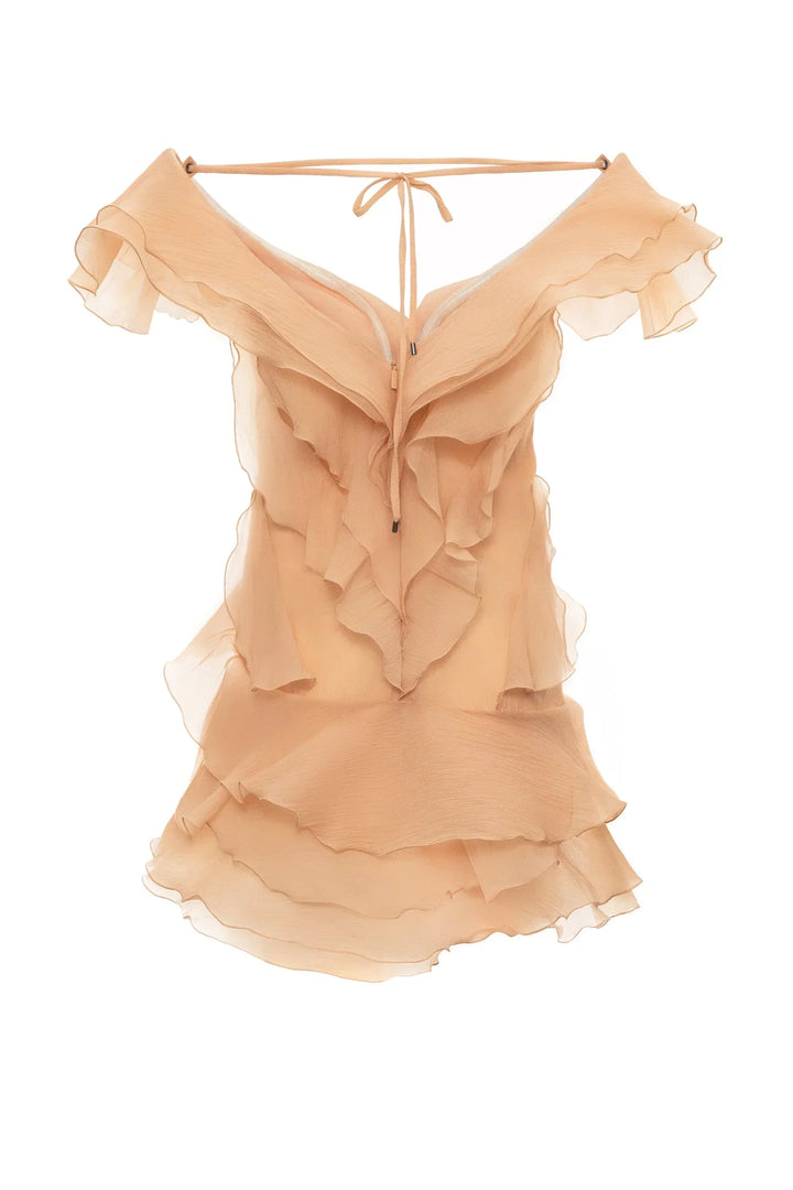 Robe d'été blanche pour femme avec volants, en coton léger, à manches courtes pour une allure décontractée et estivale.
